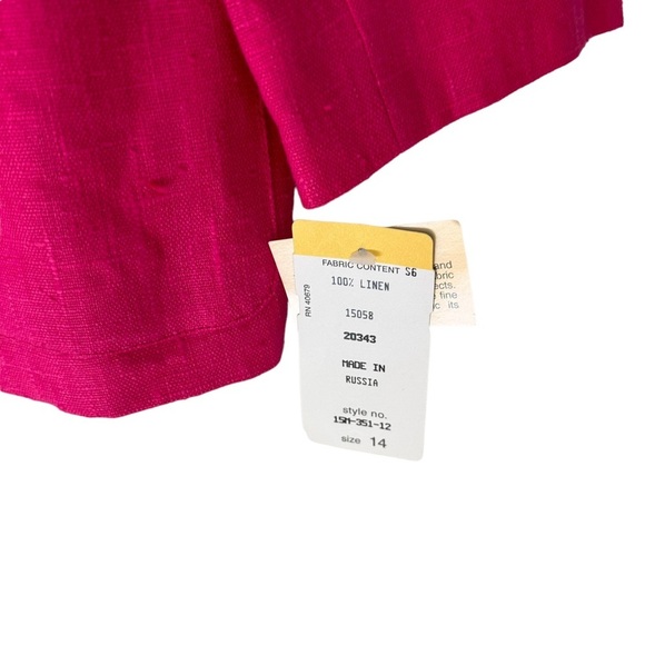 Vintage Harve' Benard Women's Pink 100% Linen with Front Pocket Jacket Size: 14 - Picture 6 of 13